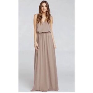 Show Me Your MuMu Kendall Formal Bridesmaid Sleeveless Maxi Dress Tan gown